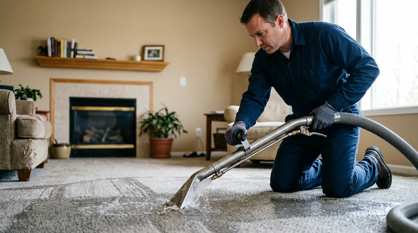Water damage restoration technician working near Toledo, IL